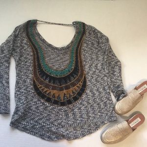 Boho 3/4 Knitted Top